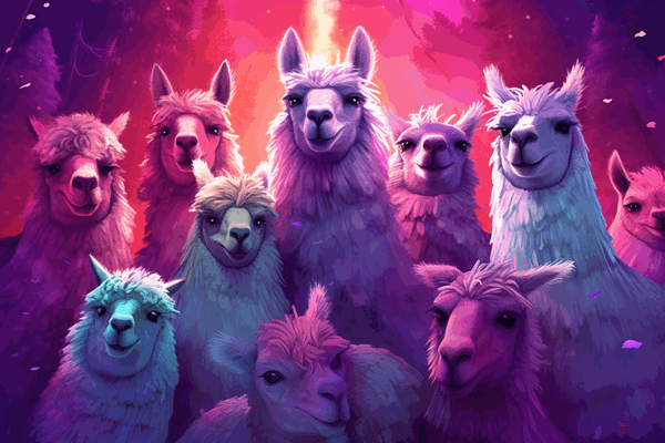 A group of llamas throwing a party.
